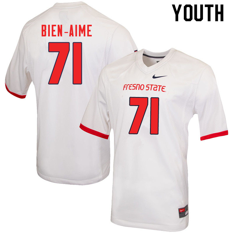 Youth #71 Marc-David Bien-Aime Fresno State Bulldogs College Football Jerseys Sale-White